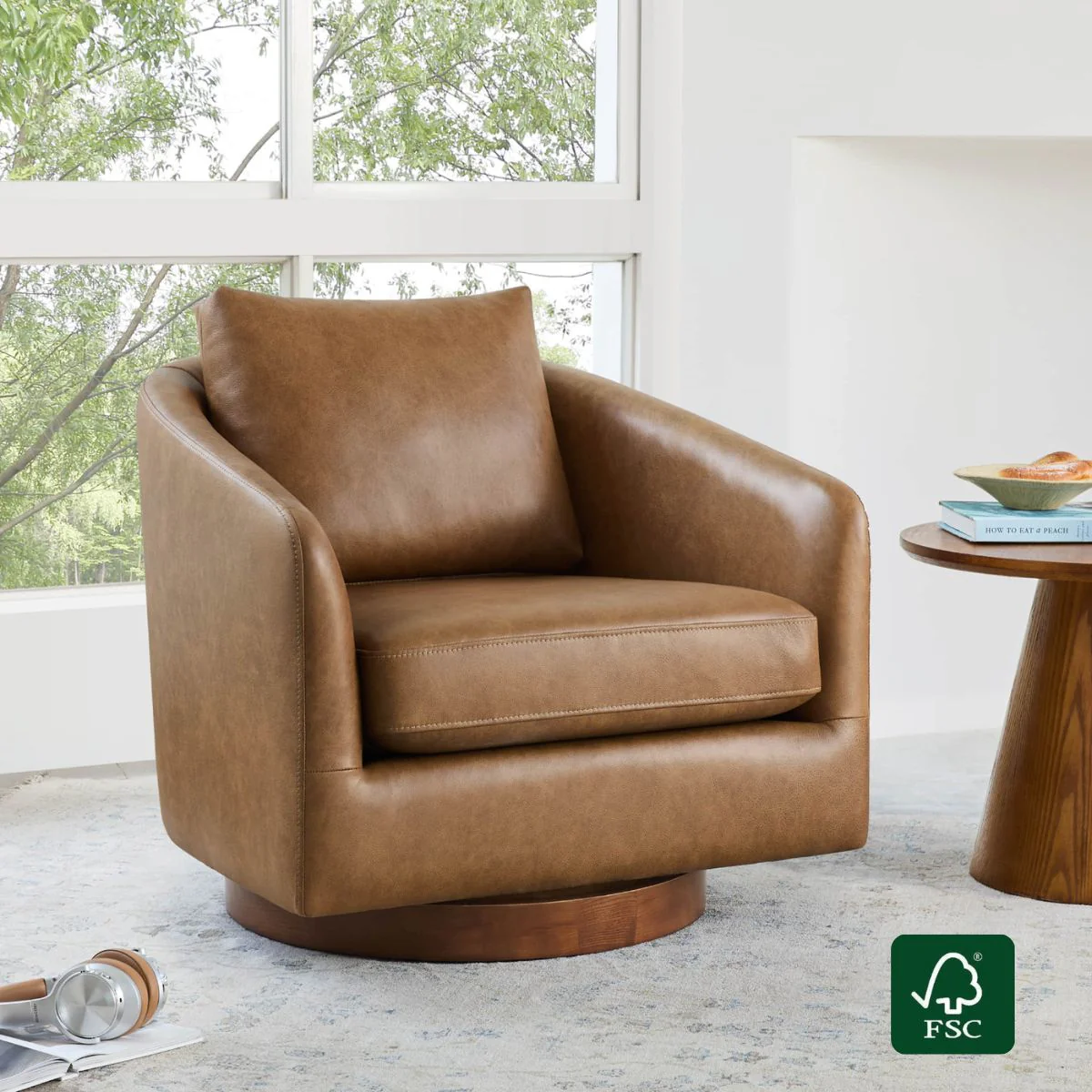 Wren Modern Swivel Accent Chair with Back Cushion - Image 3