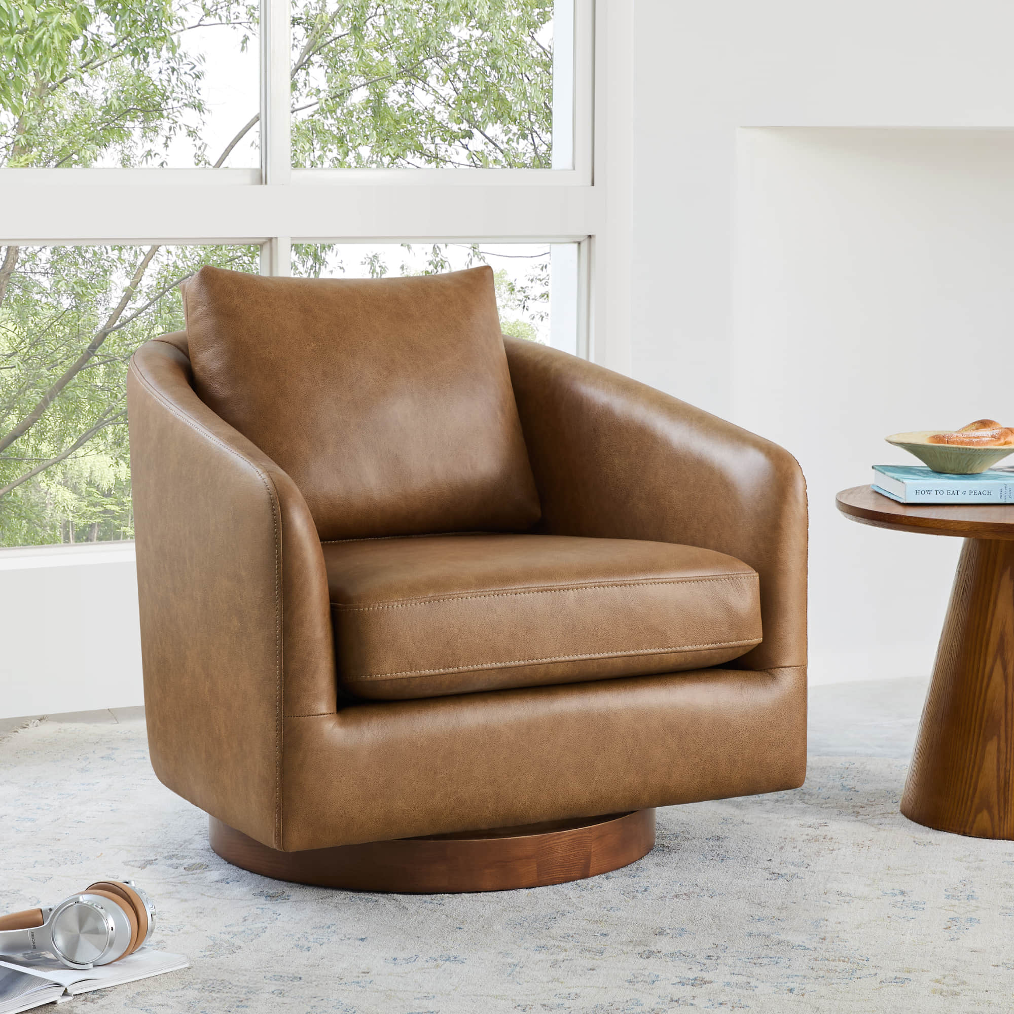 Wren Modern Swivel Accent Chair with Back Cushion - Image 4
