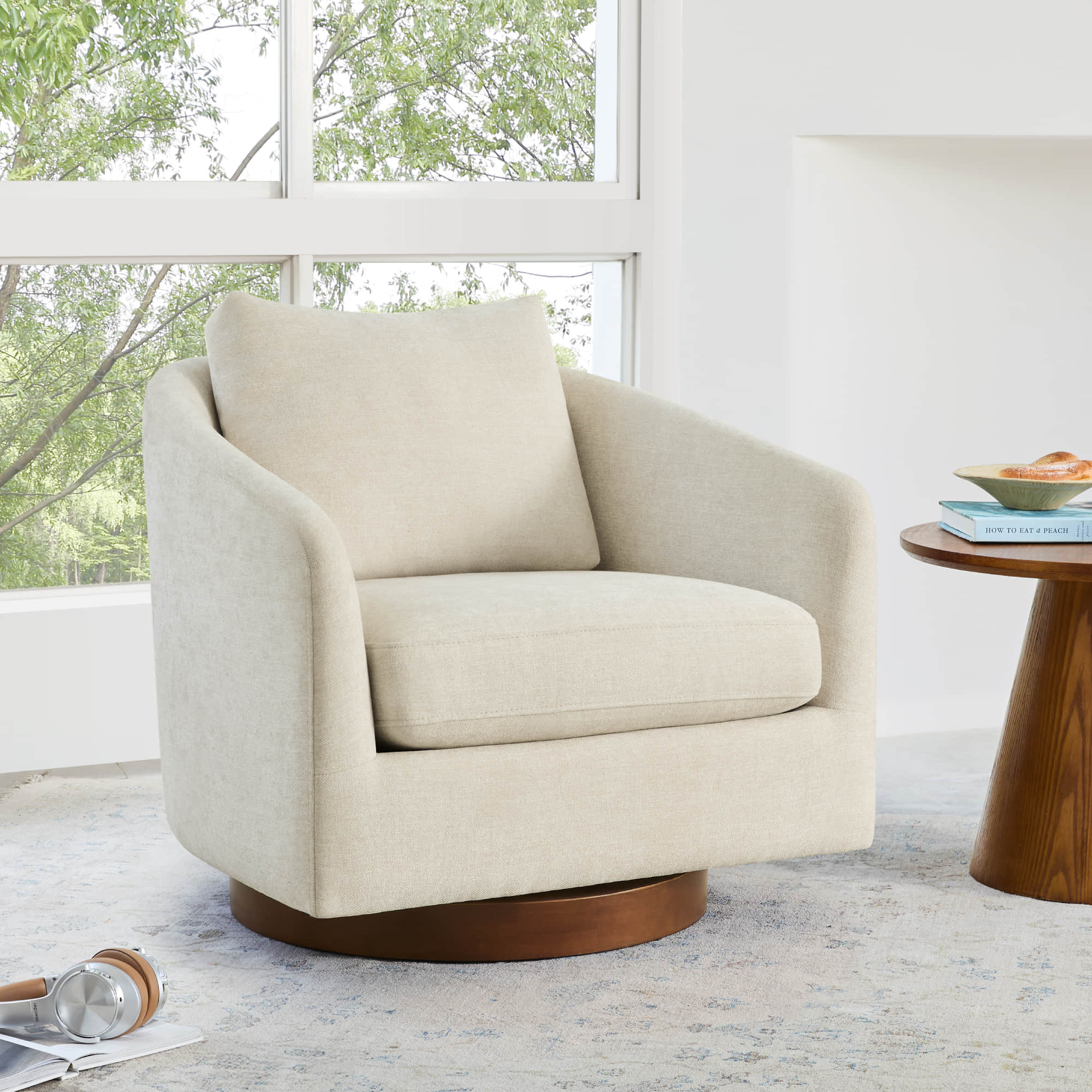 Wren Modern Swivel Accent Chair with Back Cushion - Image 5
