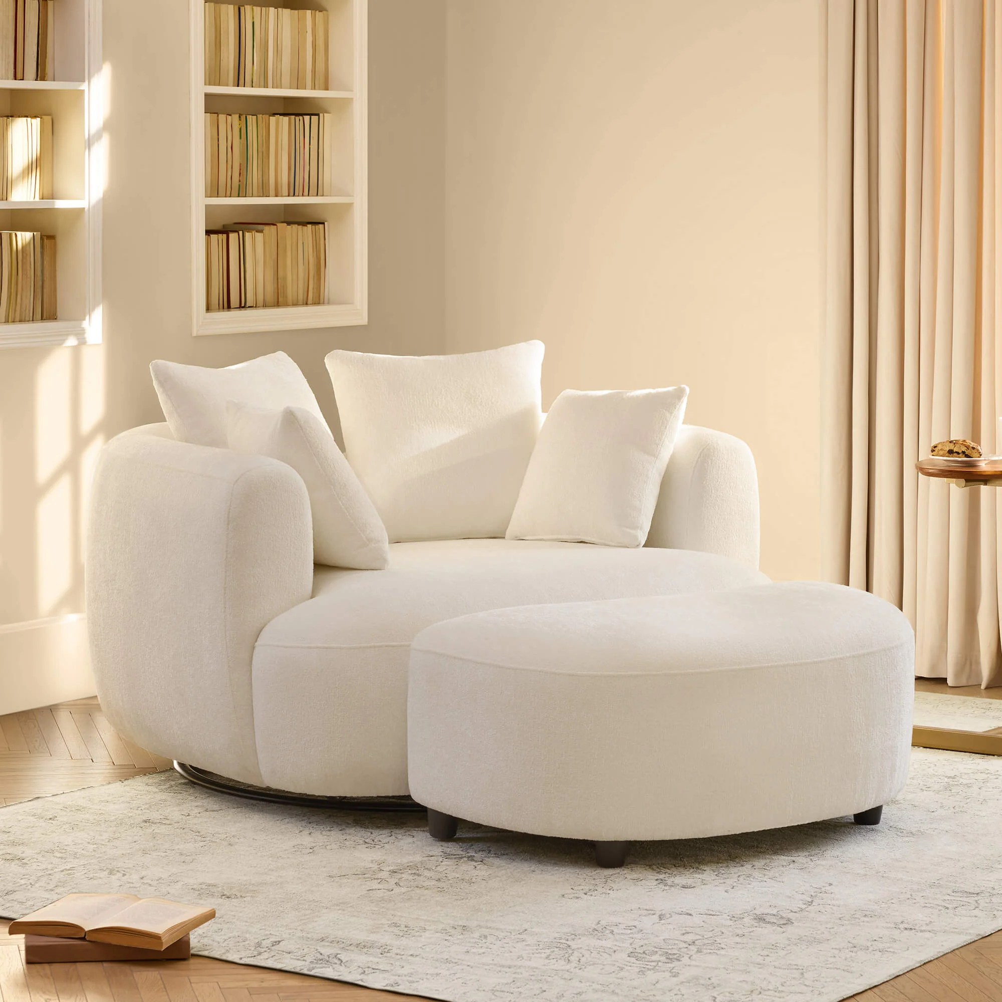 Zenith Round Soft-Touch Swivel 1.5 Seater Armchair - Image 4